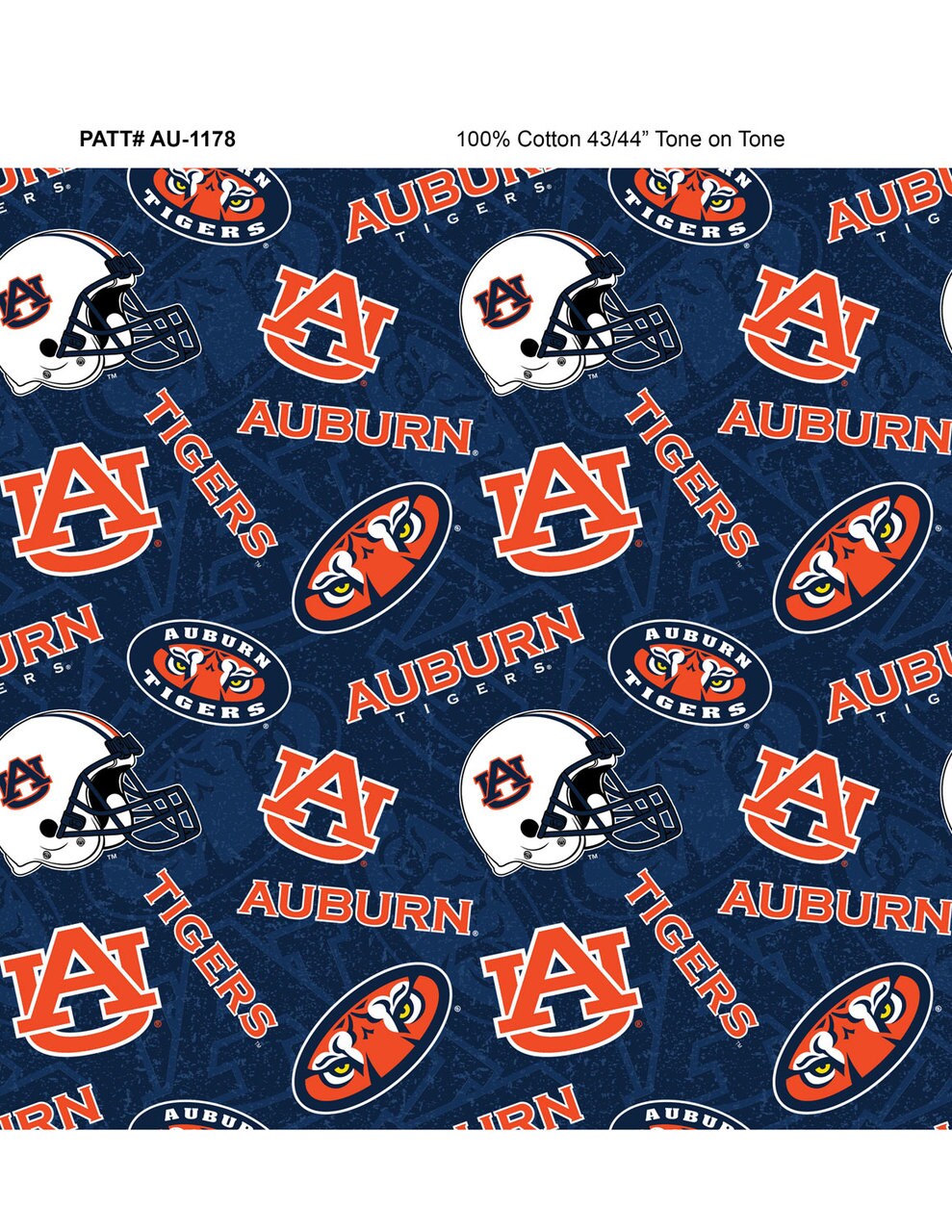 Sykel Enterprises-Auburn University Cotton Fabric-Auburn Tigers Tone On Tone Cotton Quilting Fabric